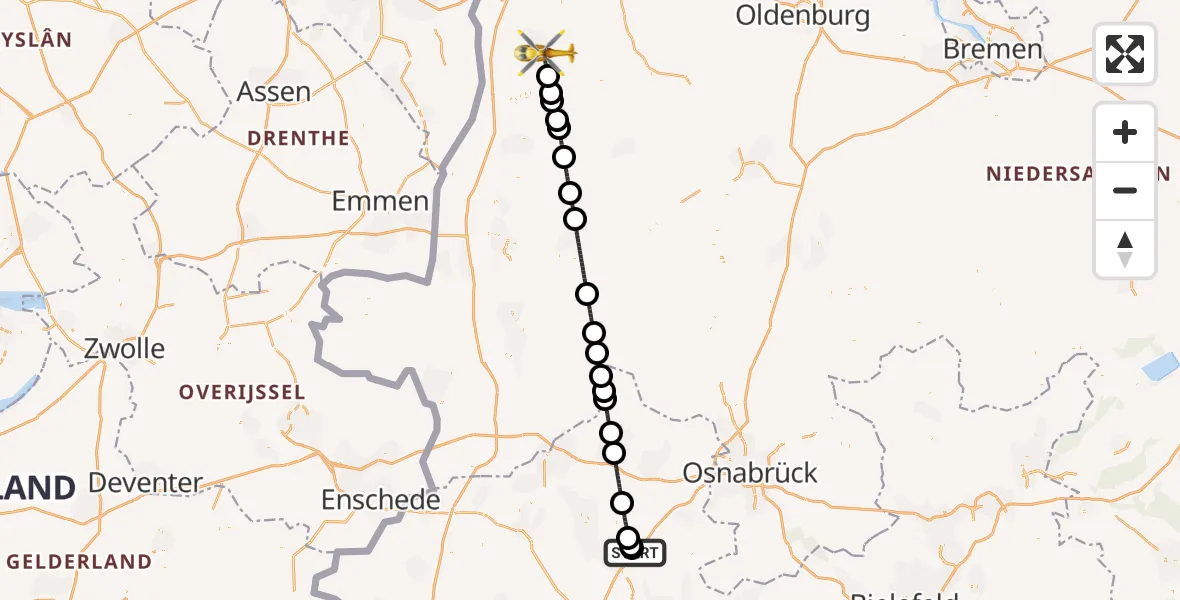 Flugroute Ambulanzhubschrauber Christoph  Westfalen-ADAC - Papenburg, 05 Juli 2026, 01:37