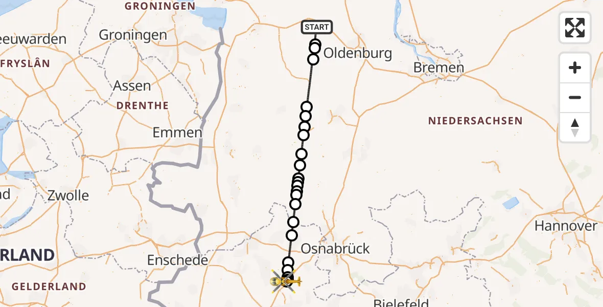 Flugroute Ambulanzhubschrauber Westerstede - Christoph  Westfalen-ADAC, 05 Juli 2026, 03:35