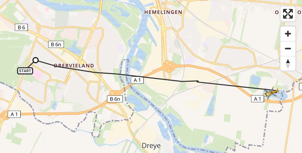 Flugroute Rettungshubschrauber ADAC Air Rescue Station Bremen Hubschrauberlandeplatz (Christoph 6) - Bremen, 05 Juli 2026, 05:45