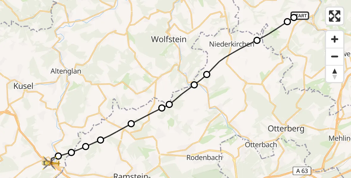 Flugroute Rettungshubschrauber Imsweiler UL - Glan-Münchweiler, 05 Juli 2026, 06:22
