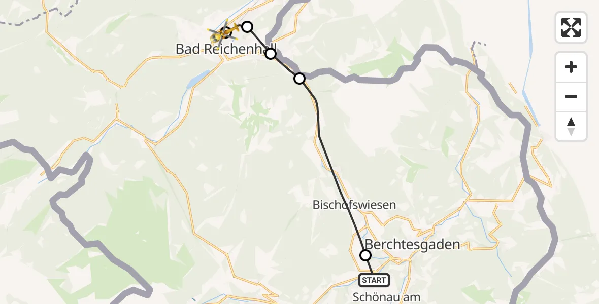 Flugroute Rettungshubschrauber Schönau a.Königssee - Bad Reichenhall Hospital, 05 Juli 2026, 09:08