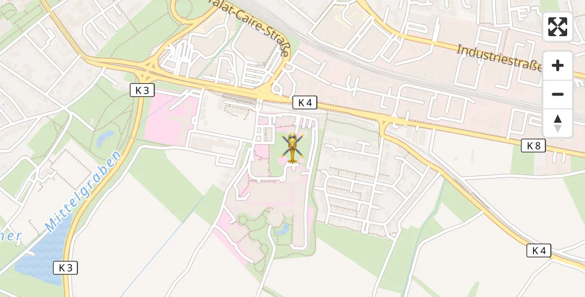 Flugroute Rettungshubschrauber Ludwigshafen Accident Hospital - Ludwigshafen Accident Hospital, 05 Juli 2026, 09:19