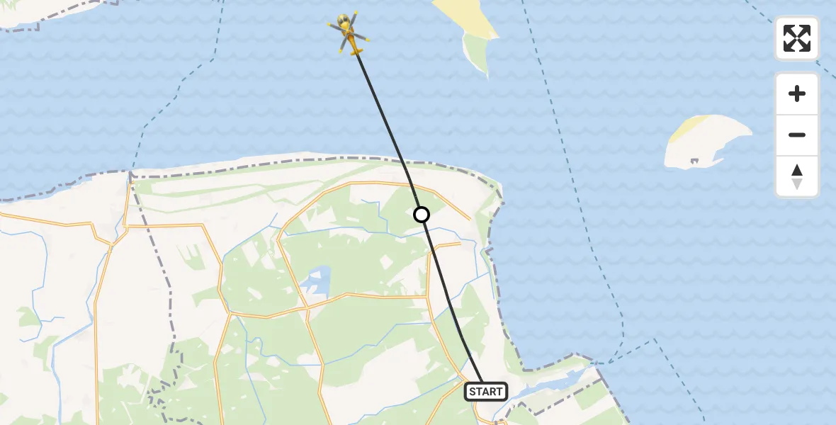 Flugroute Rettungshubschrauber Wangerland - Noordzee, 05 Juli 2026, 10:22