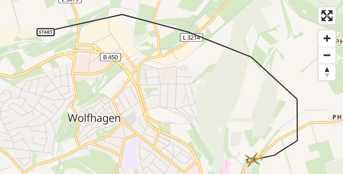 Flugroute Rettungshubschrauber Wolfhagen - Wolfhagen, 05 Juli 2026, 10:27