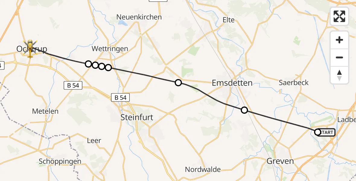 Flugroute Ambulanzhubschrauber Christoph  Westfalen-ADAC - Ochtrup, 05 Juli 2026, 10:35
