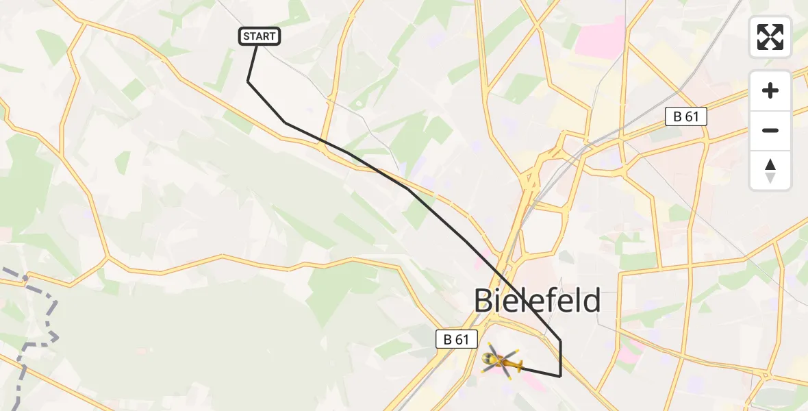 Flugroute Rettungshubschrauber Bielefeld - Bielefeld, 05 Juli 2026, 10:42