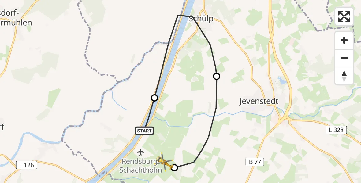 Flugroute Ambulanzhubschrauber Hörsten - Hörsten, 05 Juli 2026, 10:47