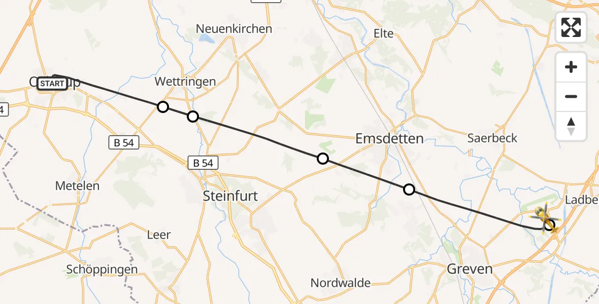 Flugroute Ambulanzhubschrauber Ochtrup - Christoph  Westfalen-ADAC, 05 Juli 2026, 11:11