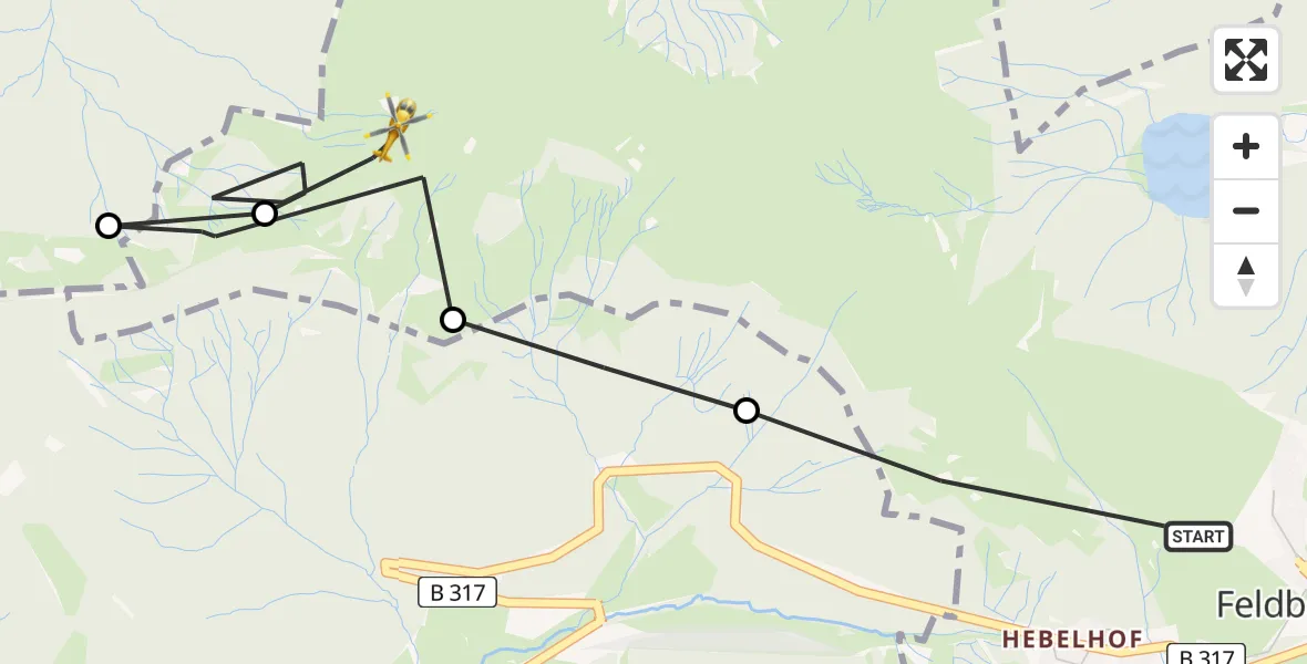 Flugroute Rettungshubschrauber Feldberg (Schwarzwald) - Feldberg (Schwarzwald), 05 Juli 2026, 12:20