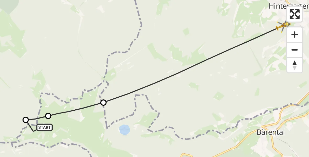 Flugroute Rettungshubschrauber Feldberg (Schwarzwald) - Hinterzarten, 05 Juli 2026, 12:58