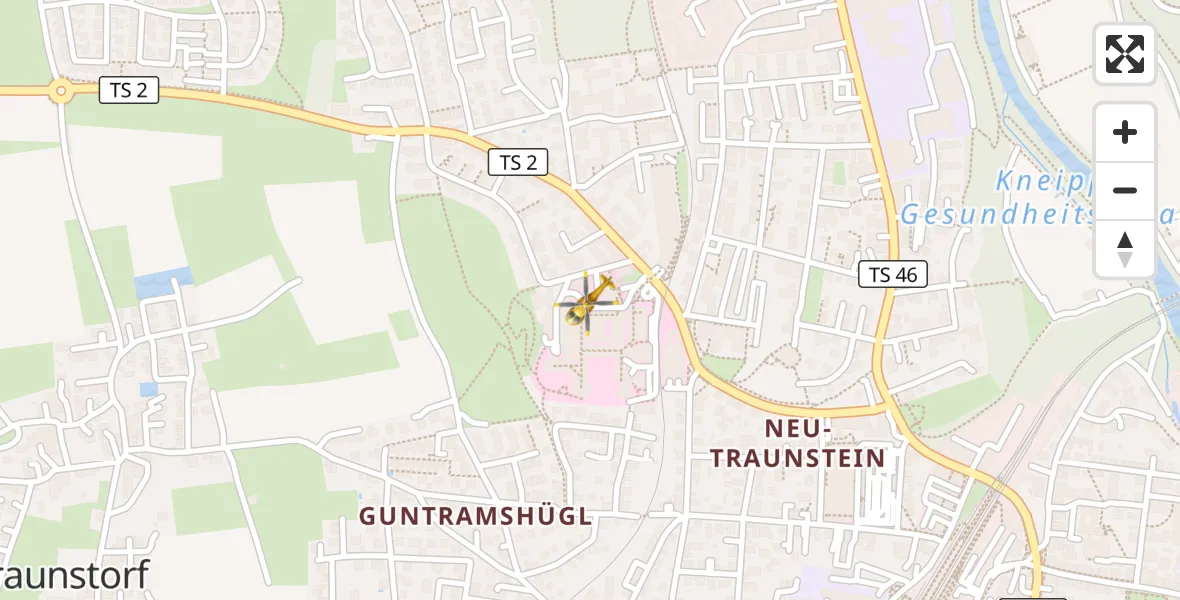 Flugroute Rettungshubschrauber Traunstein Hospital - Traunstein Hospital, 05 Juli 2026, 13:04