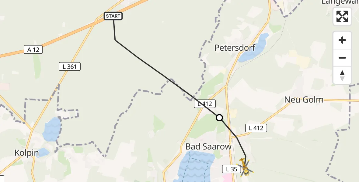 Flugroute Rettungshubschrauber Rauen - Bad Saarow, 05 Juli 2026, 13:37