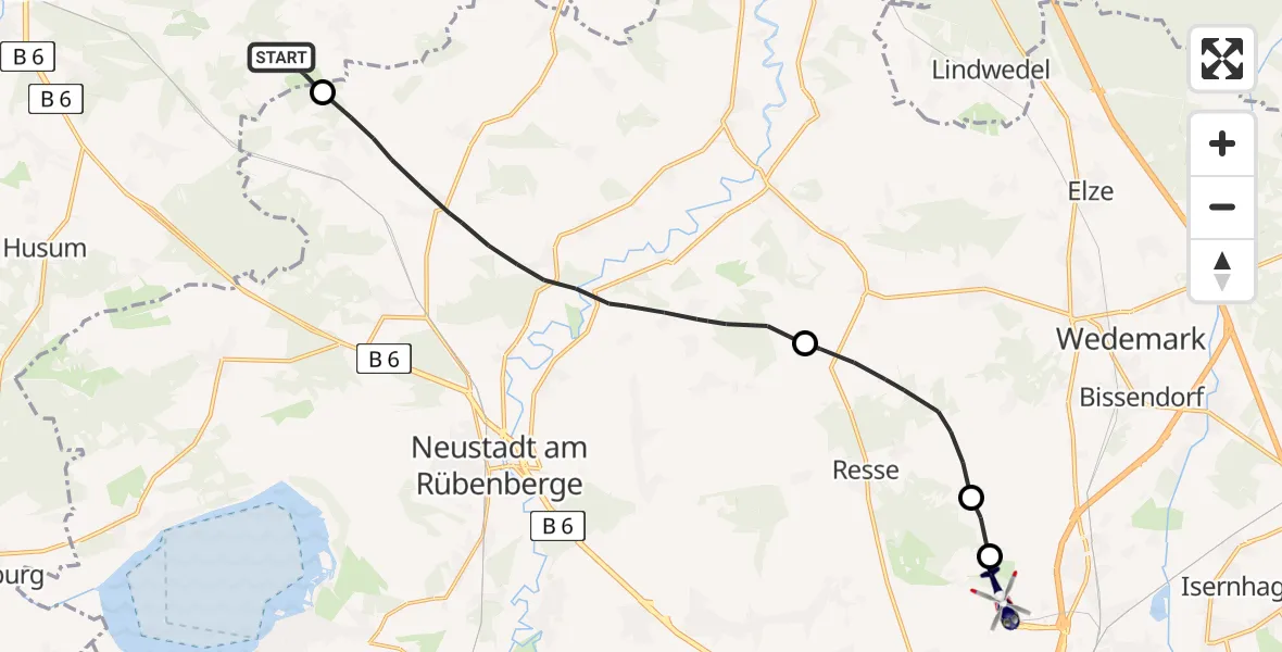 Flugroute Polizeihubschrauber Stöckse - Flughafen Hannover, 05 Juli 2026, 14:03