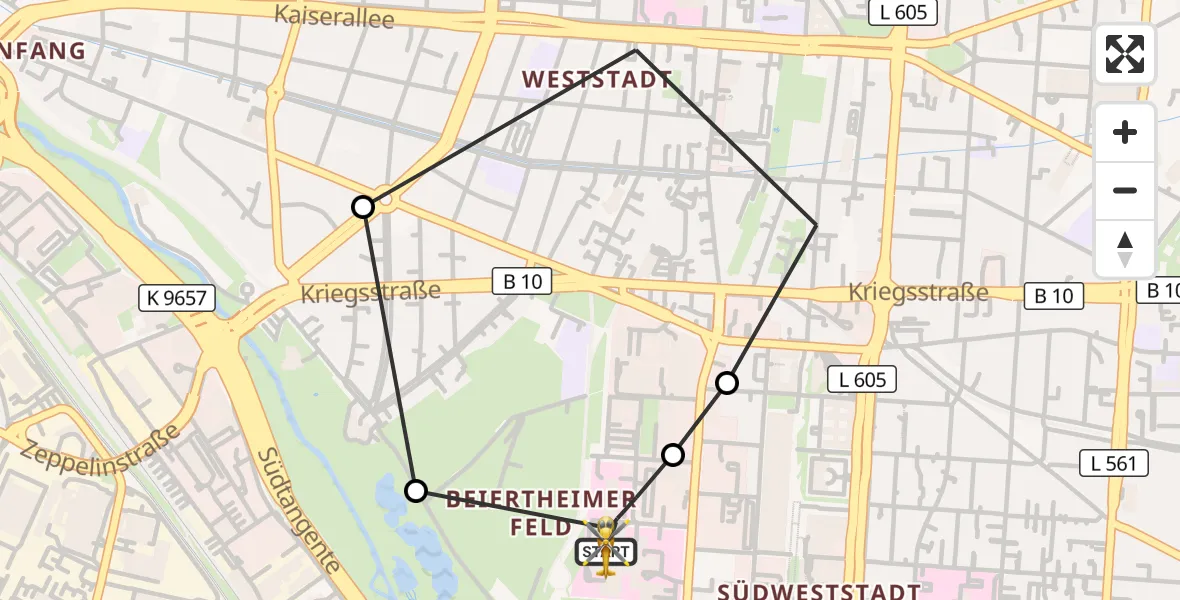 Flugroute Ambulanzhubschrauber Sankt Vincentius Hospital - Sankt Vincentius Hospital, 05 Juli 2026, 14:16