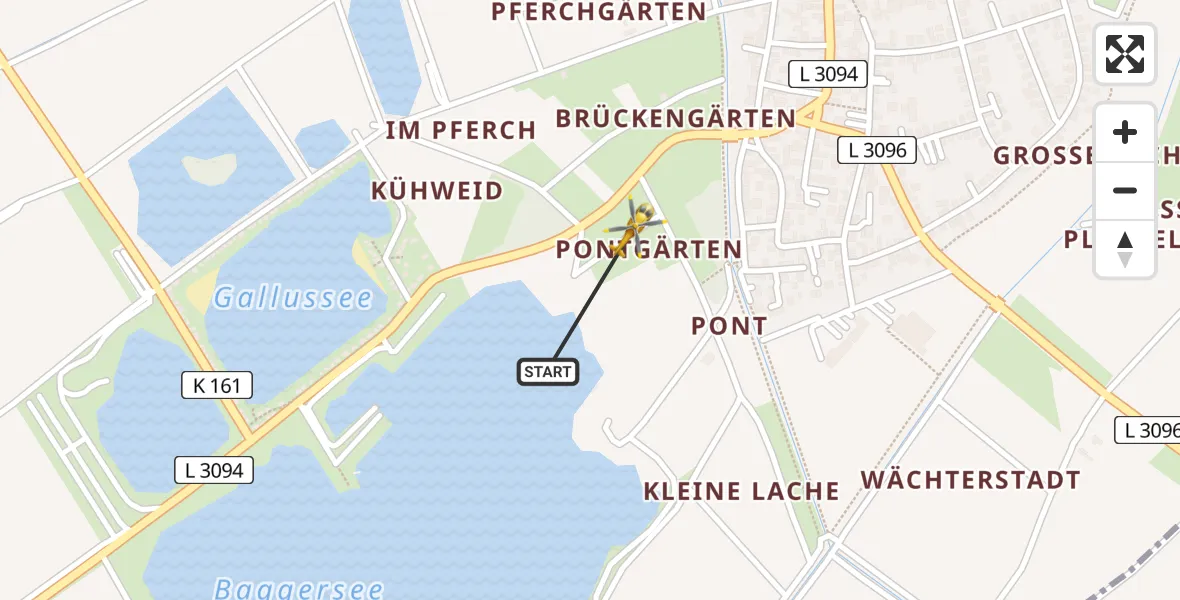 Flugroute Rettungshubschrauber Trebur - Trebur, 05 Juli 2026, 14:55