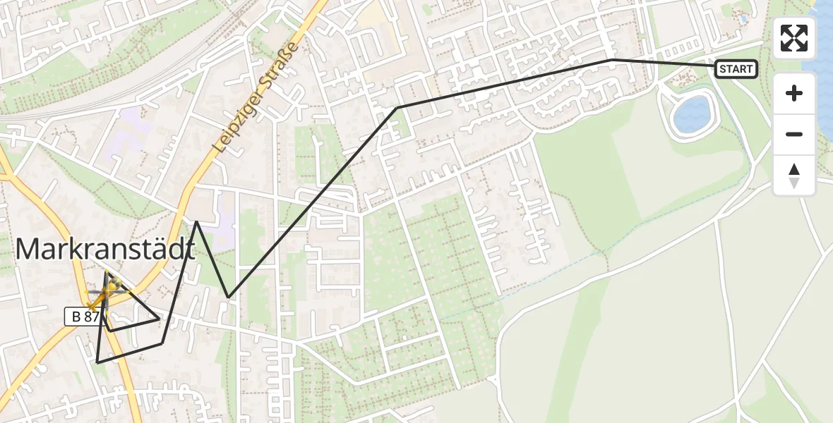 Flugroute Rettungshubschrauber Markranstädt - Markranstädt, 05 Juli 2026, 15:19