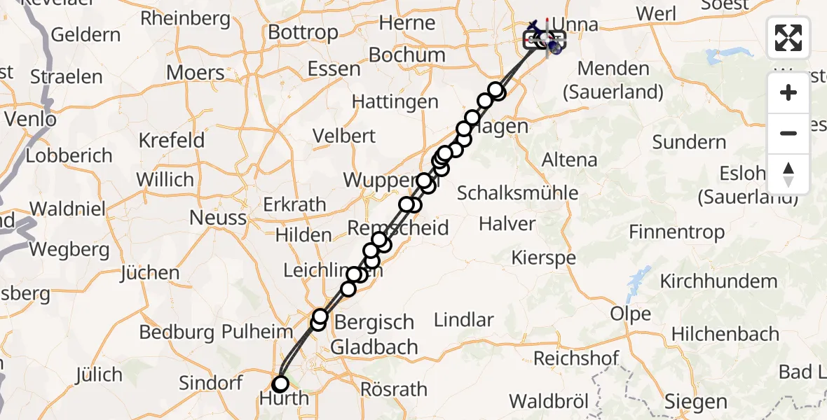Flugroute Polizeihubschrauber Dortmund Flughafen - Dortmund Flughafen, 05 Juli 2026, 15:49