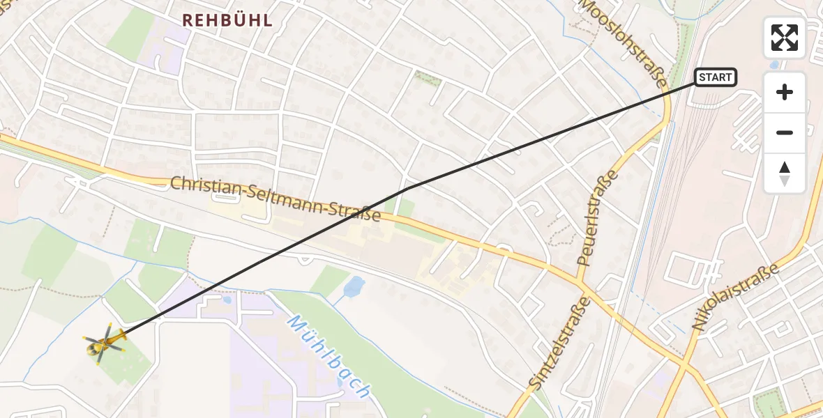 Flugroute Rettungshubschrauber Weiden i.d.OPf. - Weiden i.d.OPf., 05 Juli 2026, 16:07