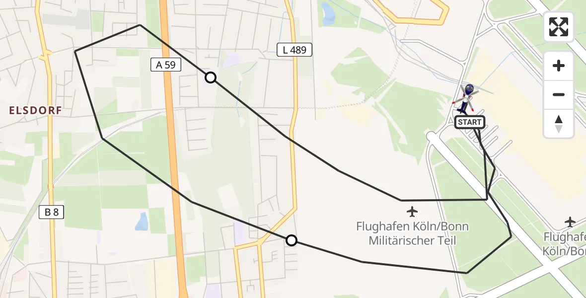 Flugroute Polizeihubschrauber Köln Bonn Flughafen - Köln Bonn Flughafen, 05 Juli 2026, 16:39