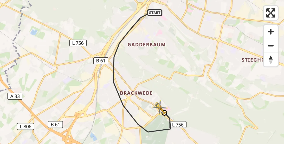 Flugroute Rettungshubschrauber Bielefeld - Luftrettungszentrum Bielefeld, 05 Juli 2026, 18:42