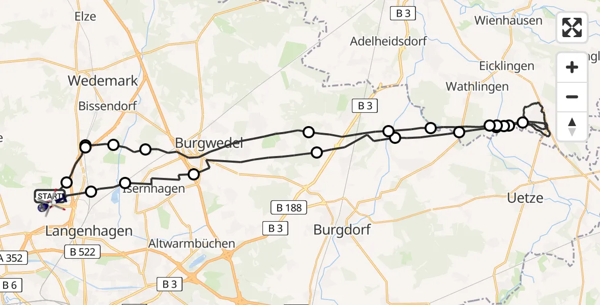 Flugroute Polizeihubschrauber Flughafen Hannover - Flughafen Hannover, 05 Juli 2026, 19:38