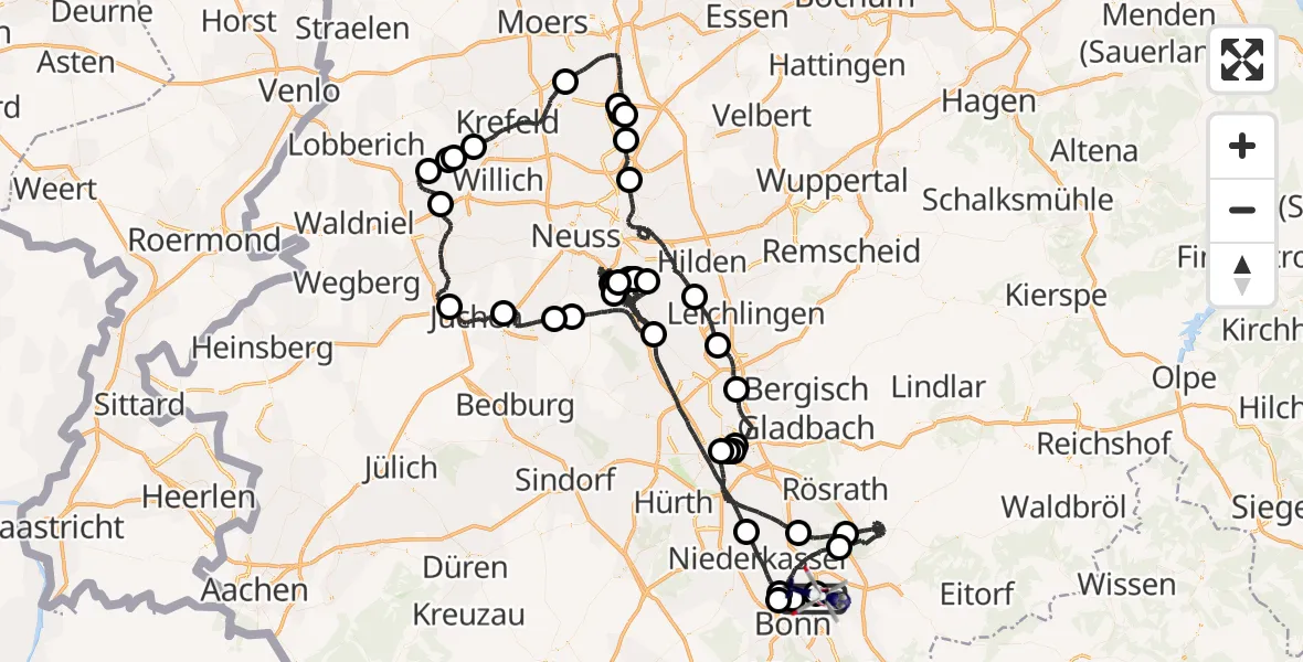 Flugroute Polizeihubschrauber Bonn - Sankt Augustin, 06 Juli 2026, 06:46