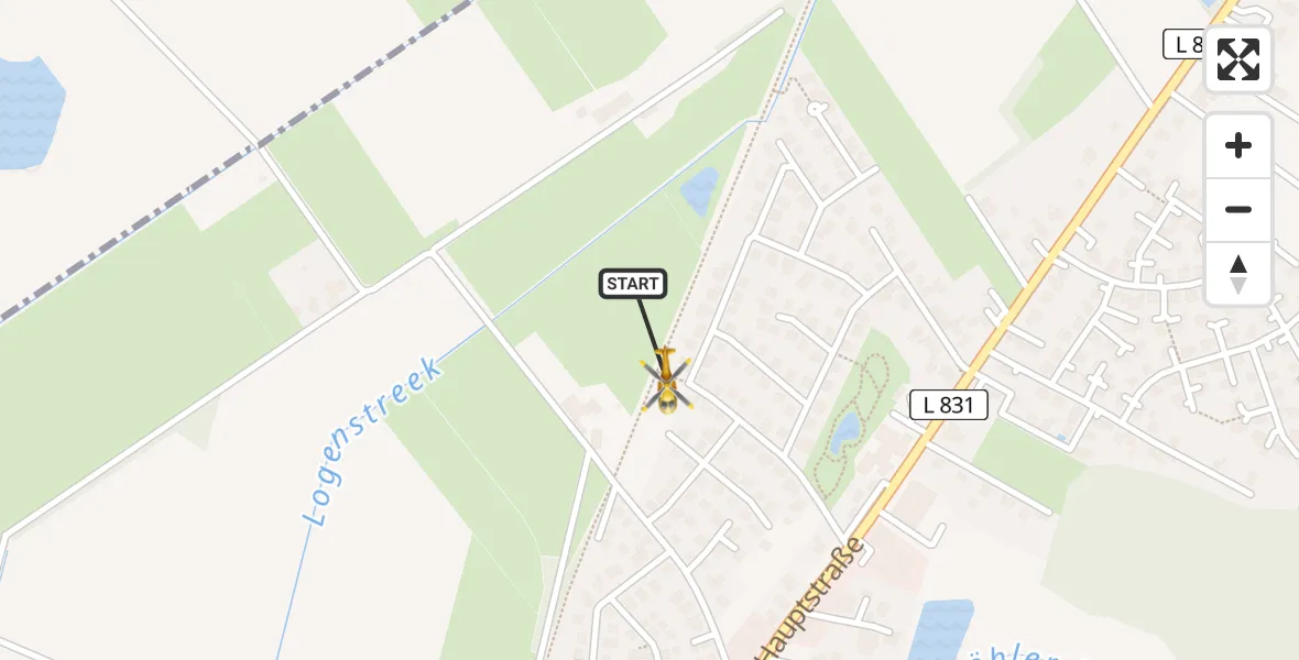 Flugroute Rettungshubschrauber Edewecht - Edewecht, 06 Juli 2026, 07:37