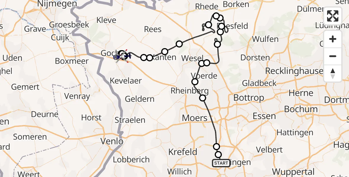 Flugroute Polizeihubschrauber Düsseldorf Flughafen - Weeze, 06 Juli 2026, 08:16