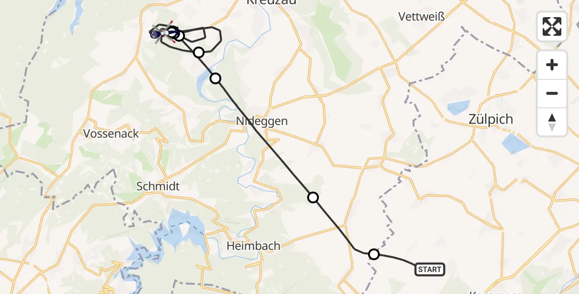 Flugroute Polizeihubschrauber Mechernich - Hürtgenwald, 06 Juli 2026, 08:16