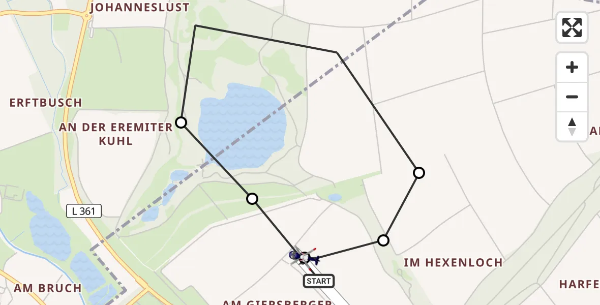 Flugroute Polizeihubschrauber Bergheim Flugplatz - Bergheim, 06 Juli 2026, 08:24