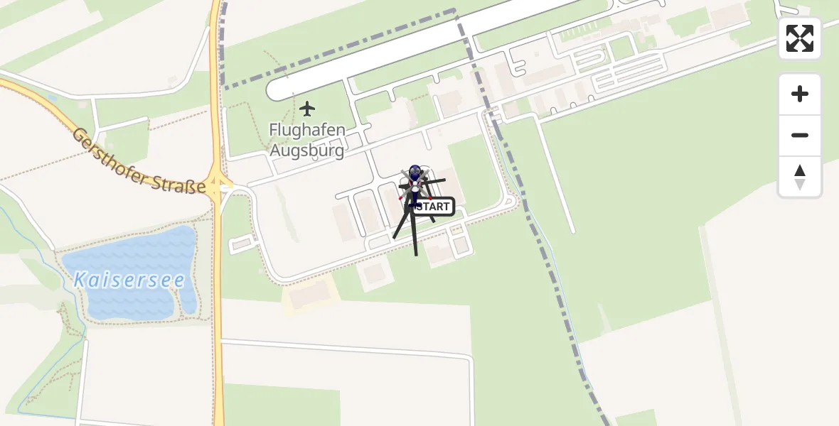 Flugroute Polizeihubschrauber Augsburg Flughafen - Augsburg Flughafen, 06 Juli 2026, 08:34