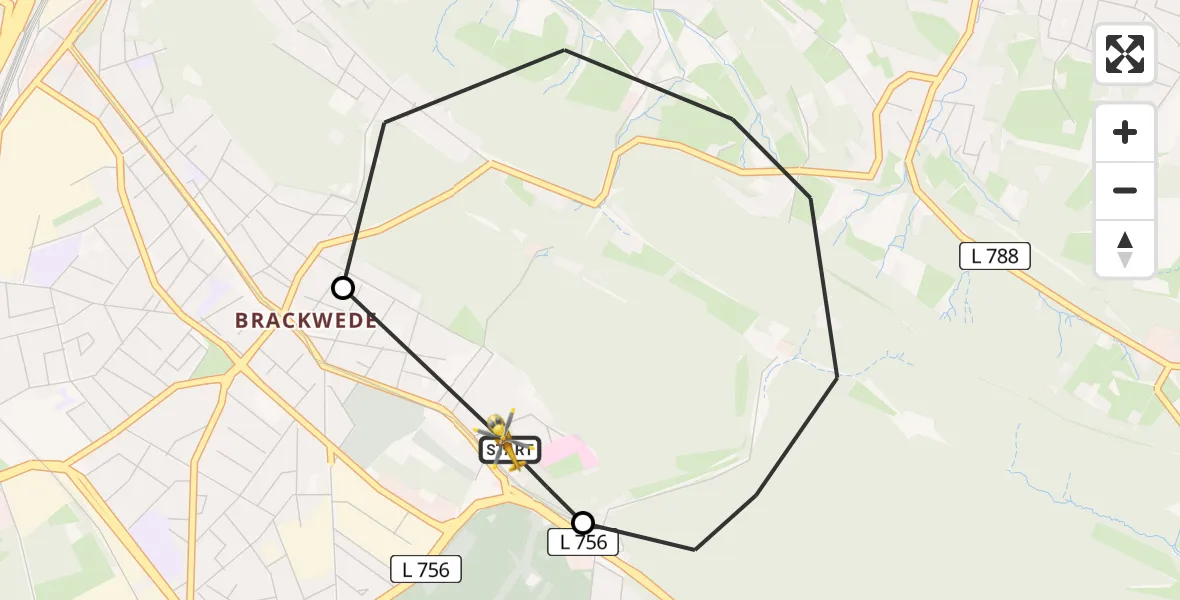 Flugroute Rettungshubschrauber Luftrettungszentrum Bielefeld - Luftrettungszentrum Bielefeld, 06 Juli 2026, 08:42