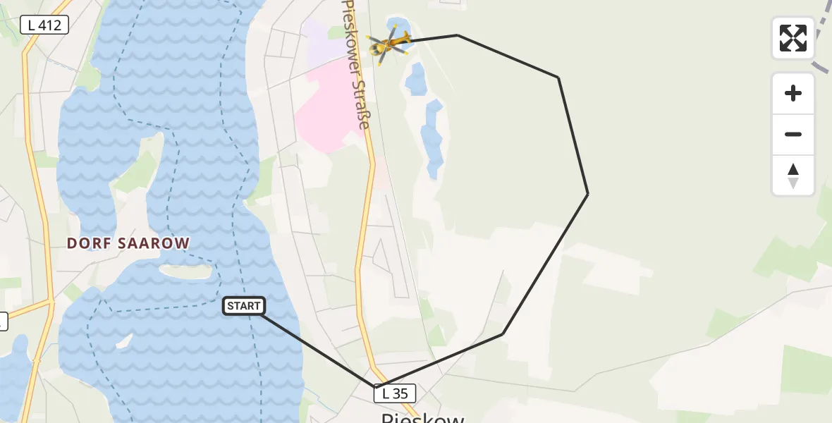 Flugroute Rettungshubschrauber Bad Saarow - Bad Saarow, 06 Juli 2026, 08:45