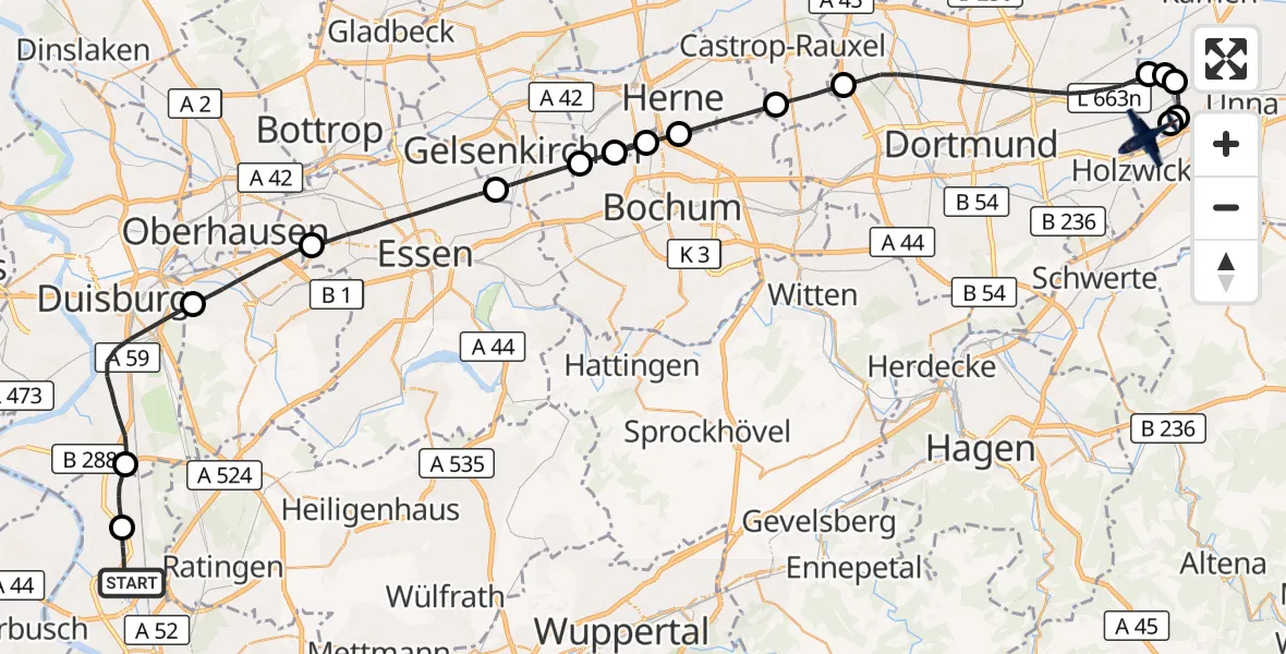 Flugroute Polizeiflugzeug Düsseldorf Flughafen - Dortmund Flughafen, 06 Juli 2026, 08:55