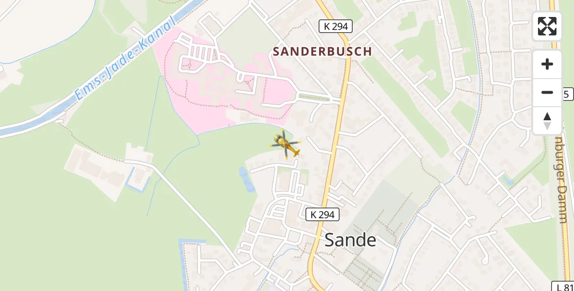 Flugroute Rettungshubschrauber Sande - Sande, 06 Juli 2026, 09:02