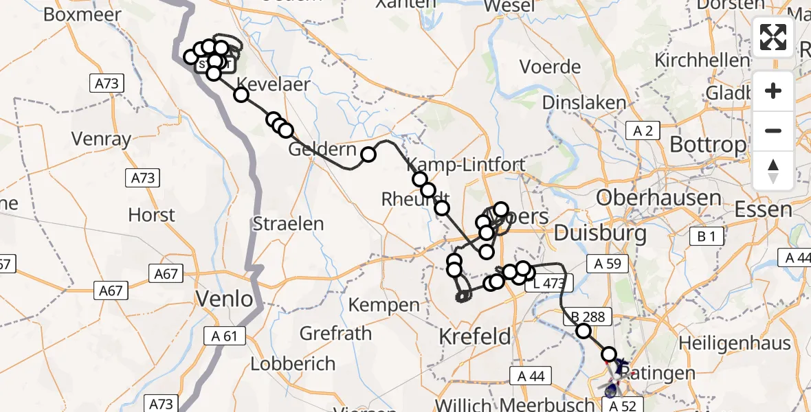 Flugroute Polizeihubschrauber Weeze Flughafen - Düsseldorf Flughafen, 06 Juli 2026, 09:28