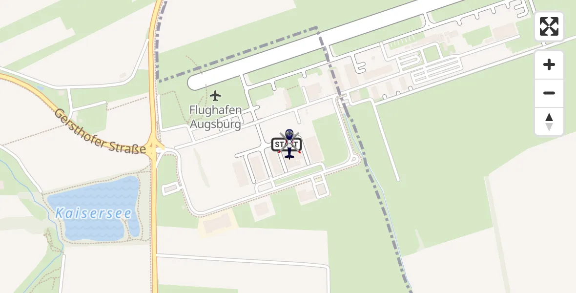 Flugroute Polizeihubschrauber Augsburg Flughafen - Augsburg Flughafen, 06 Juli 2026, 09:34
