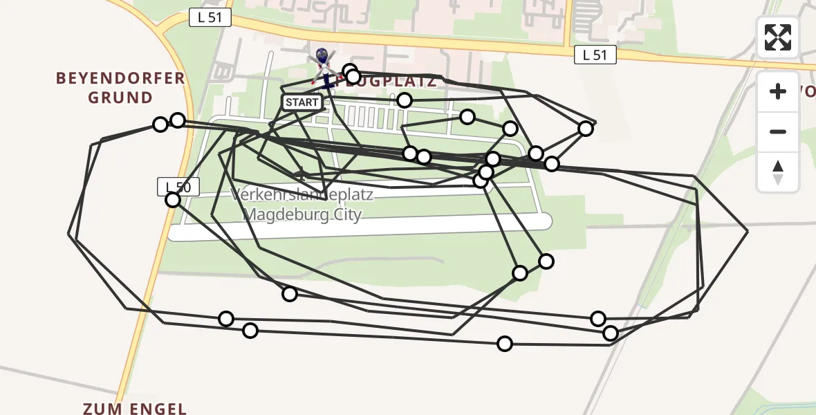 Flugroute Polizeihubschrauber Magdeburg City Flugplatz - Magdeburg City Flugplatz, 06 Juli 2026, 10:03