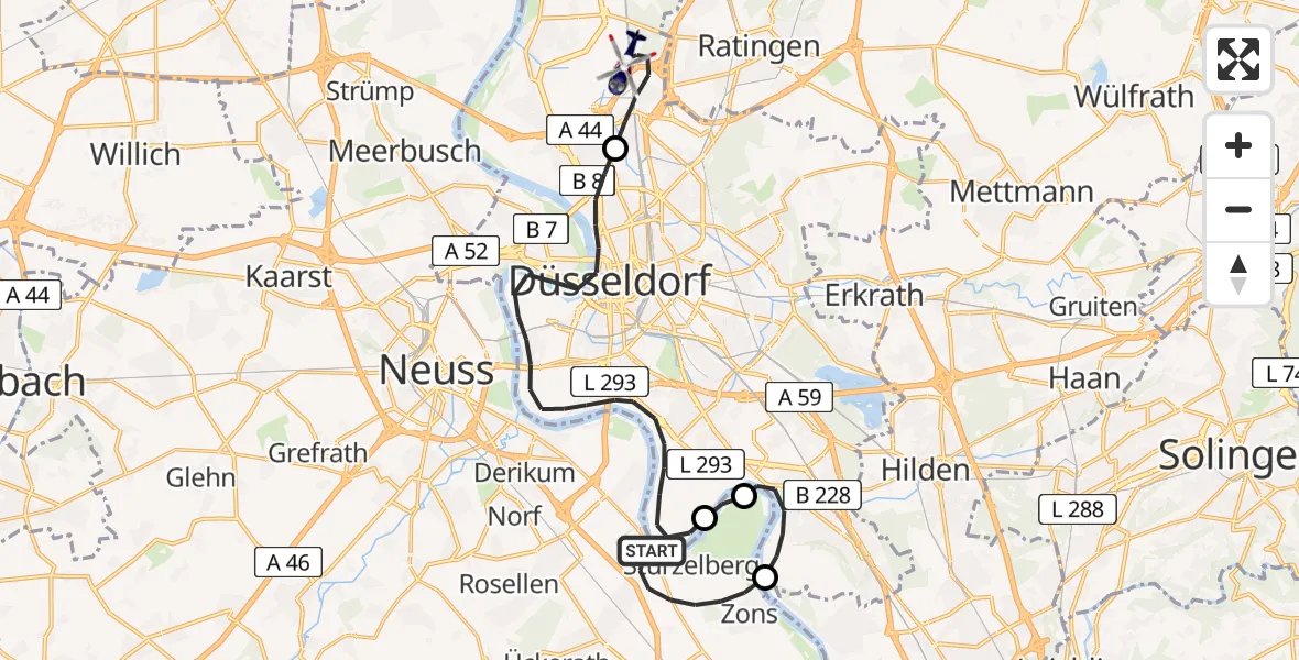 Flugroute Polizeihubschrauber Dormagen - Düsseldorf Flughafen, 06 Juli 2026, 10:23