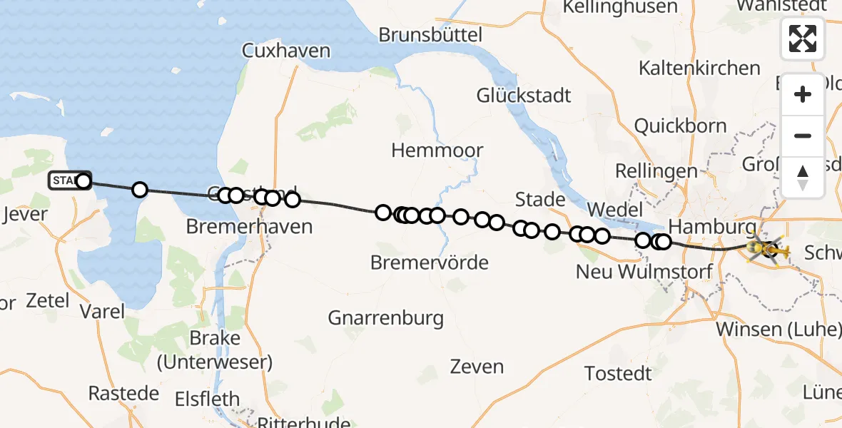 Flugroute Rettungshubschrauber Wangerland - Christoph Hansa ADAC Hubschrauberlandeplatz, 06 Juli 2026, 11:17