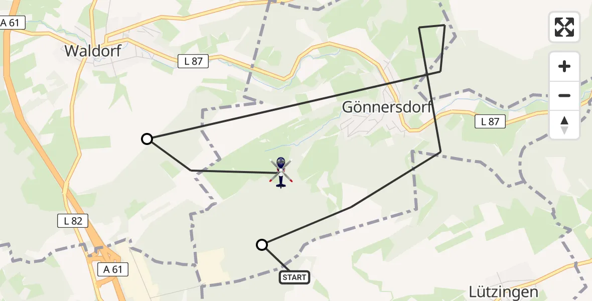 Flugroute Polizeihubschrauber Burgbrohl - Gönnersdorf, 06 Juli 2026, 12:06
