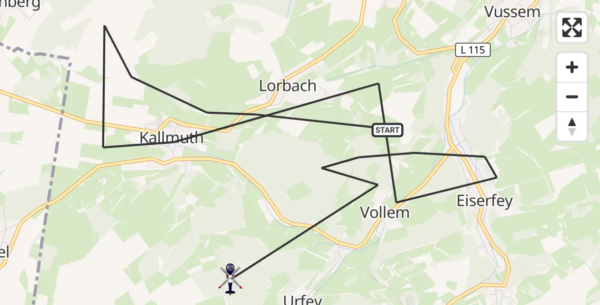 Flugroute Polizeihubschrauber Mechernich - Mechernich, 06 Juli 2026, 12:27