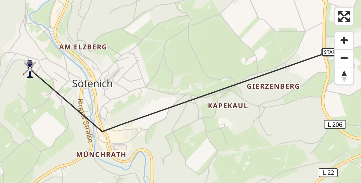 Flugroute Polizeihubschrauber Kall - Kall, 06 Juli 2026, 12:58