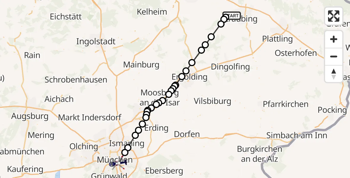 Flugroute Polizeihubschrauber Atting - München, 06 Juli 2026, 13:41