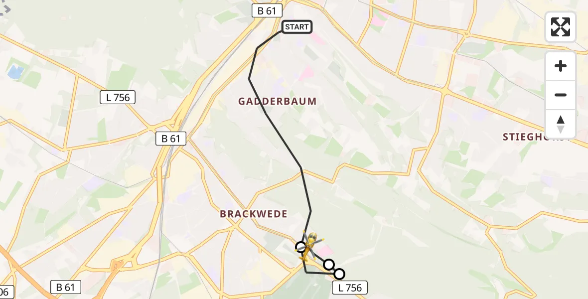 Flugroute Rettungshubschrauber Bielefeld - Luftrettungszentrum Bielefeld, 06 Juli 2026, 13:47