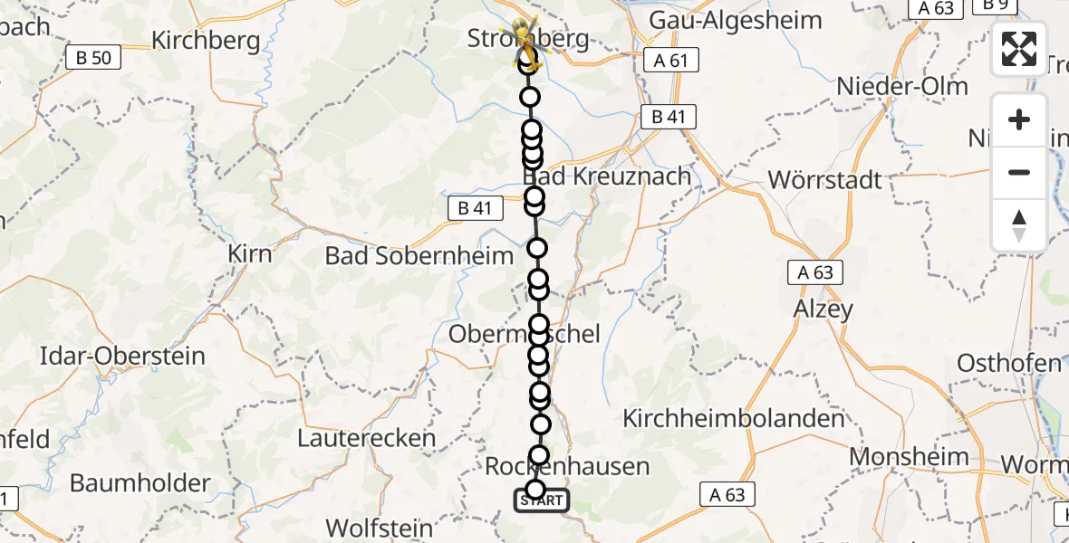 Flugroute Rettungshubschrauber Imsweiler UL - Stromberg, 06 Juli 2026, 14:58