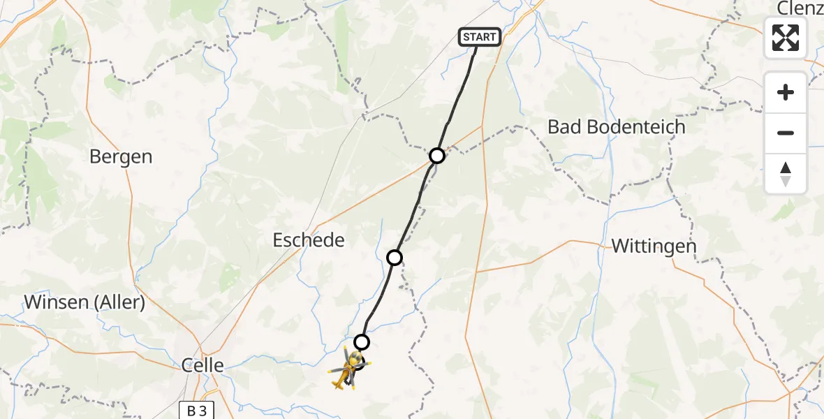 Flugroute Rettungshubschrauber Suderburg - Ahnsbeck, 06 Juli 2026, 15:45
