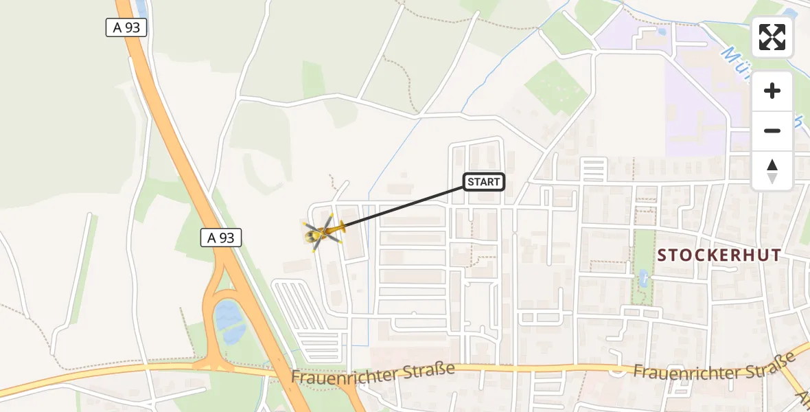 Flugroute Ambulanzhubschrauber Weiden i.d.OPf. - Weiden i.d.OPf., 06 Juli 2026, 16:18