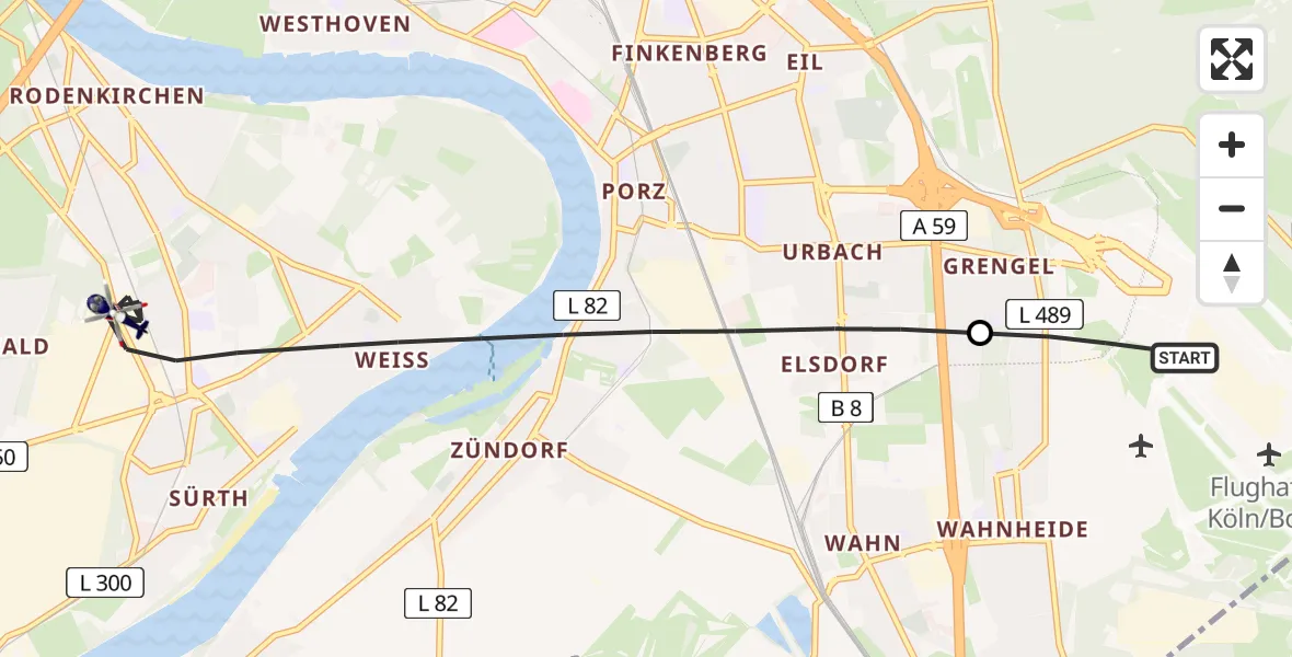 Flugroute Polizeihubschrauber Köln Bonn Flughafen - Köln, 06 Juli 2026, 16:43