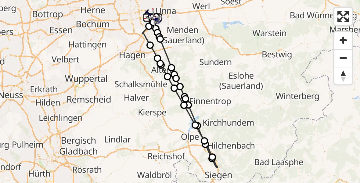 Flugroute Polizeihubschrauber Dortmund Flughafen - Dortmund Flughafen, 06 Juli 2026, 17:28